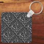 ダマスクパターン黒の背景–23961絶縁Tu キーホルダー (裏面)