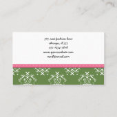 ダマスクパターン、グリーンダマスクフランスの、ダマスク 名刺 (裏面)