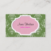 ダマスクパターン、グリーンダマスクフランスの、ダマスク 名刺 (正面)