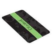 ダマスクパターン、グレーのダマスク、あなたの名前 マグネット (右側)