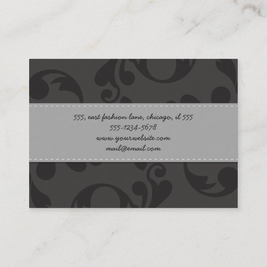 ダマスクパターン、グレーダマスク、ダフランスのマスク 名刺 (裏面)