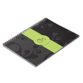 ダマスクパターン、グレーダマスク、モノグラム ノートブック (左側)