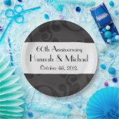 ダマスクパターン、グレーダマスク、記念日 ペーパープレート (パーティー)