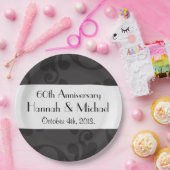 ダマスクパターン、グレーダマスク、記念日 ペーパープレート (パーティー)