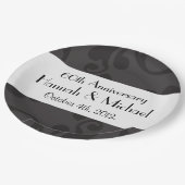 ダマスクパターン、グレーダマスク、記念日 ペーパープレート (アングル)