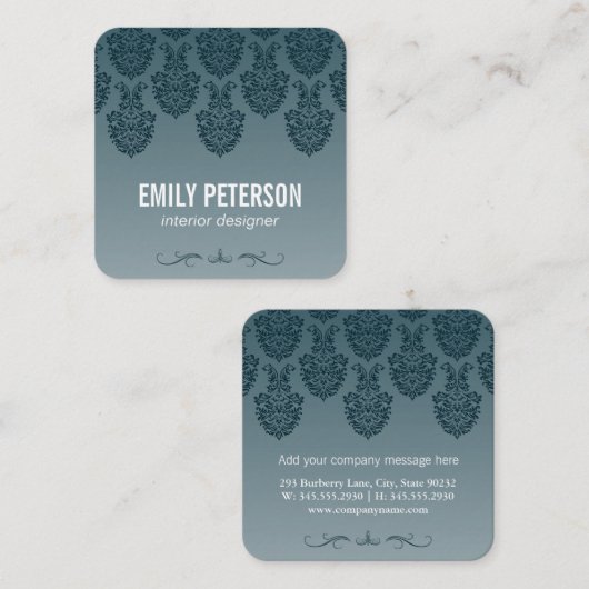 ダマスクパターン スクエア名刺 (正面/裏面)