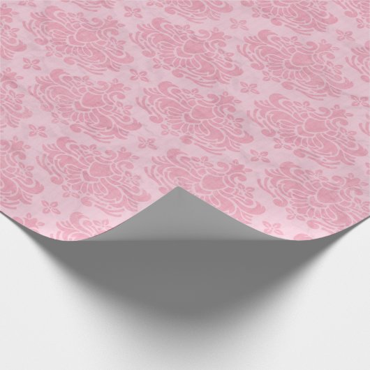 ダマスクパターン、ピンクダマスク、ダフランスのマスク ラッピングペーパー (角)