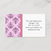 ダマスクパターン、ピンクダマスク、ダフランスのマスク 名刺 (裏面)