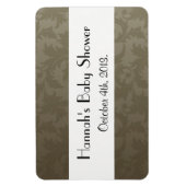 ダマスクパターン、ブラウンダマスク、ベビーシャワー マグネット (縦)