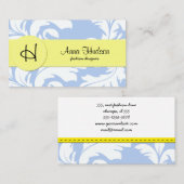 ダマスクパターン、ブルーダマスク、ダフランスのマスク 名刺 (正面/裏面)