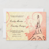 ダマスクパリジェンヌ – ピンクとクリーム結婚ズ 招待状 (正面)