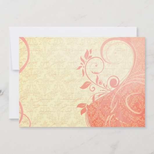 ダマスクパリジェンヌ – ピンクとクリーム結婚ズ 招待状 (裏面)