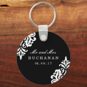 ダマスクパーソナライズされたウェディングキープチェーン キーホルダー (正面)