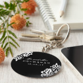 ダマスクパーソナライズされたウェディングキープチェーン キーホルダー (側面)