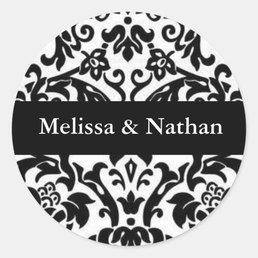 ダマスクパーソナライズされたシール ラウンドシール (正面)