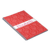 ダマスクパーソナライズされたパターンピンク白バッジ ノートブック (右側)