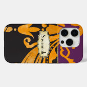 ダマスクパーソナライズされたパープルイエロー金ゴールドフローラ Case-Mate iPhoneケース (裏面 (横))