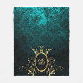 ダマスクパーソナライズされた金ゴールドフレーム フリースブランケット (正面)