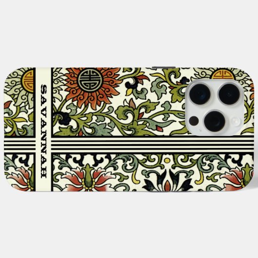 ダマスクパーソナライズされたiPhoneカバー – 色を選択 Case-Mate iPhoneケース (裏面 (横))