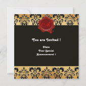 ダマスクパーチメントワックスシールモノグラム、黒と茶色 招待状 (裏面)