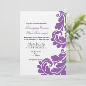 ダマスクパープルアンドホワイト結婚式招待状-カスタム 招待状 (スタンド正面)