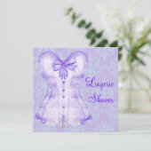 ダマスクパープルコルセットランジェリーブライダルシャワー 招待状 (スタンド正面)