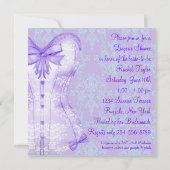 ダマスクパープルコルセットランジェリーブライダルシャワー 招待状 (裏面)