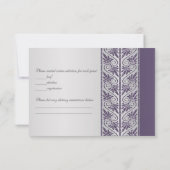ダマスクパープル結婚オンシルバーズ記念日RSVP 出欠カード (裏面)