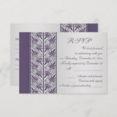 ダマスクパープル結婚オンシルバーズ記念日RSVP 出欠カード (正面/裏面)