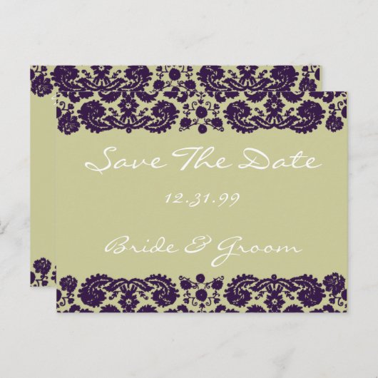 ダマスクパープル結婚ズ 案内ポストカード (正面/裏面)