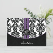 ダマスクパープル結婚式招待状 招待状 (スタンド正面)