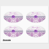 ダマスクパープル、ジェムストーン写真サンキューステッカー 楕円形シール (シート)
