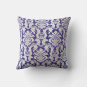 ダマスクパールアイボリーグリッターブルーネイビーインディゴルクス クッション (裏面)