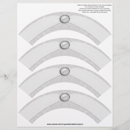 ダマスクパールリボンカップケーキコージー – SILVER GRAY (正面)