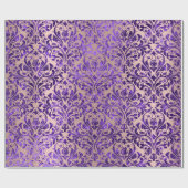 ダマスクパー王室のプルアメジストバイオレットバラ金ゴールド ラッピングペーパー (フラット)