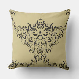 ダマスクビクトリアンインブラックオンタン装飾用クッション クッション