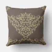ダマスクビクトリアンインベージュオンブラウン装飾用クッション クッション (裏面)