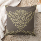 ダマスクビクトリアンインベージュオンブラウン装飾用クッション クッション (ブランケット)