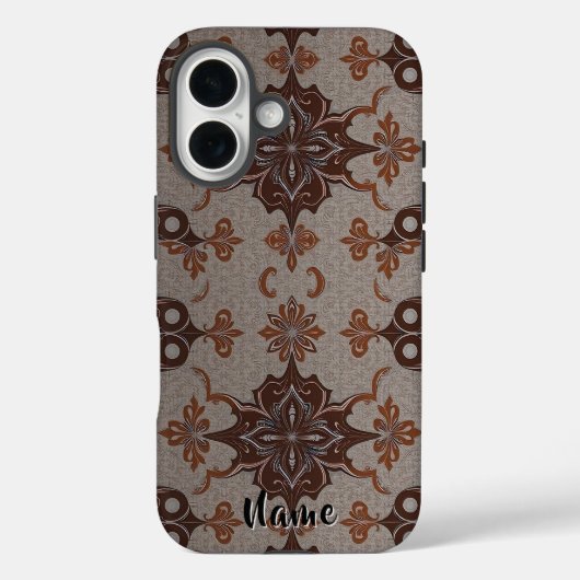 ダマスクビクトリアンブラウン銅パターン Case-Mate iPhoneケース (裏面)