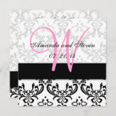 ダマスクピかわいらしックモノグラム結婚式招待状 招待状 (正面/裏面)