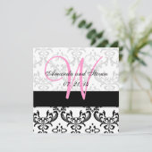 ダマスクピかわいらしックモノグラム結婚式招待状 招待状 (スタンド正面)