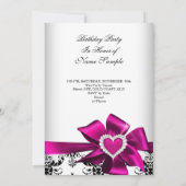 ダマスクピエレガントンクハートジュエル誕生日 招待状 (裏面)