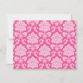 ダマスクピンクとオレンジのリハーサルのディナーカード 招待状 (裏面)