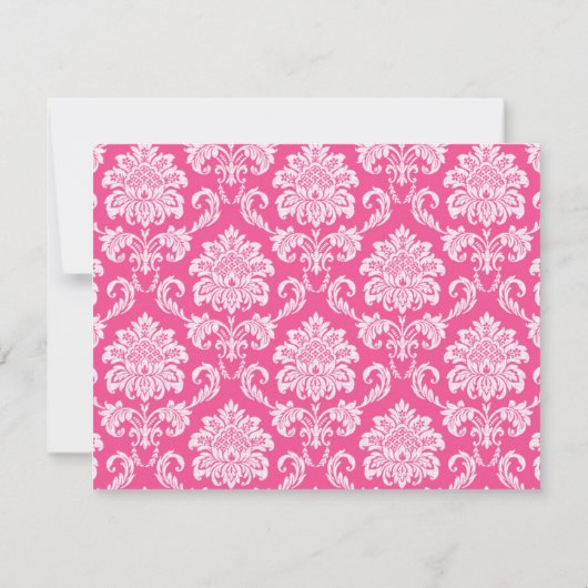 ダマスクピンクとオレンジのリハーサルのディナーカード 招待状 (裏面)