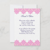 ダマスクピンクとオレンジの結婚式の招待状 招待状 (正面)