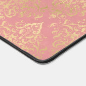 ダマスクピンクと金ゴールドエレガントヴィンテージビクトリアン デスクマット (コーナー)