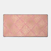 ダマスクピンクと金ゴールドエレガントヴィンテージビクトリアン デスクマット (正面)
