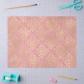 ダマスクピンクと金ゴールドエレガントヴィンテージビクトリアン 薄葉紙 (クラフト)