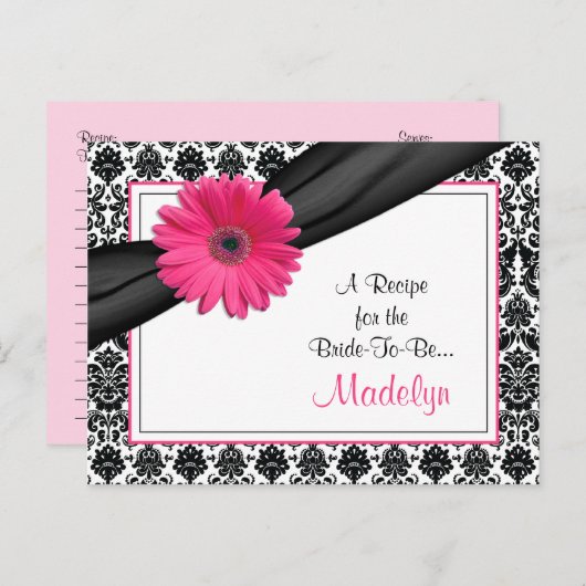 ダマスクピンクガーベラデイジーレシピカードfor the Bride ポストカード (正面/裏面)