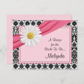 ダマスクピンクデイジーレシピカードfor the Bride ポストカード (正面/裏面)